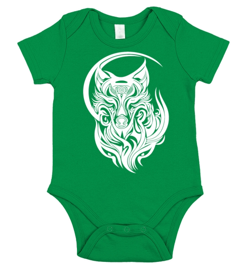 Vintage Wolf Portrait Tribal Tattoo Style Short Sleeve Baby One-Piece