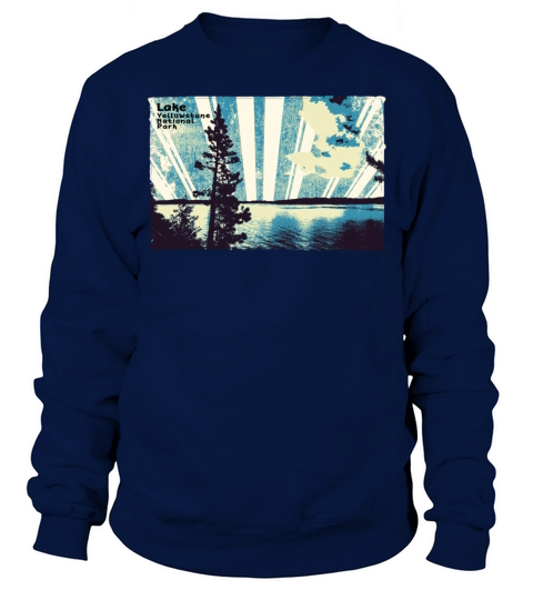 Retro Lake Yellowstone in blue and green Sweatshirt Unisex