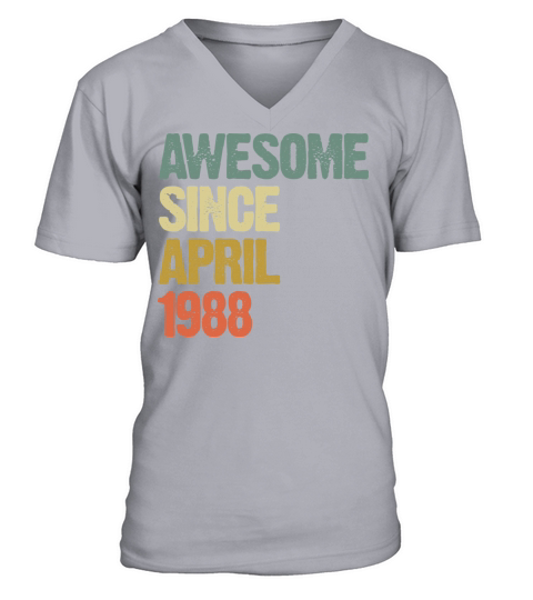 Awesome Since April 1988 Retro Vintage Gift V-Neck T-shirt
