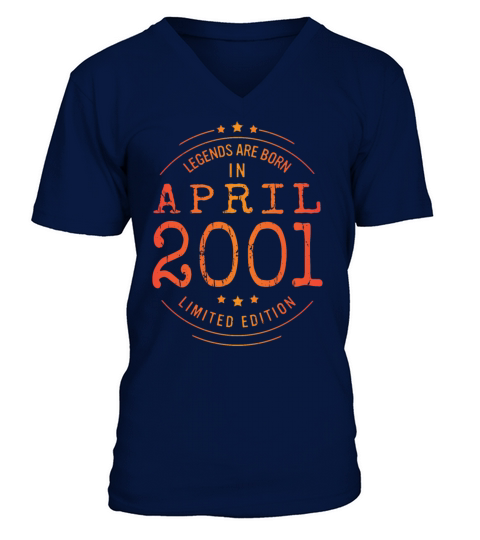 Birthday April 2001 Limited Edition Vintage Legend V-Neck T-shirt