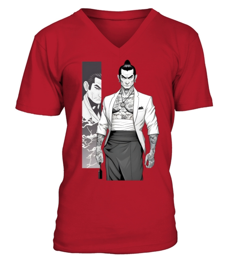 Cool Japanese Yakuza Character V-Neck T-shirt
