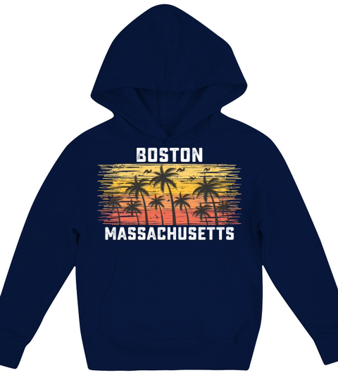 Boston Massachusetts Summer Retro VIntage Vacation Kids Hoodie