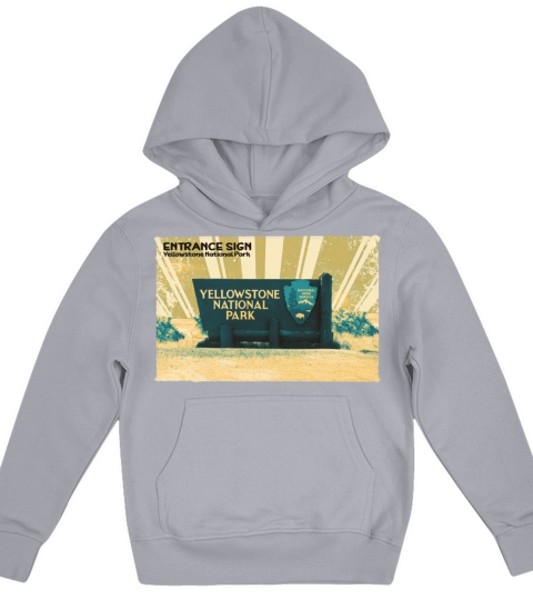 Retro VintageYellowstone Entrance Sign in yellow Kids Hoodie