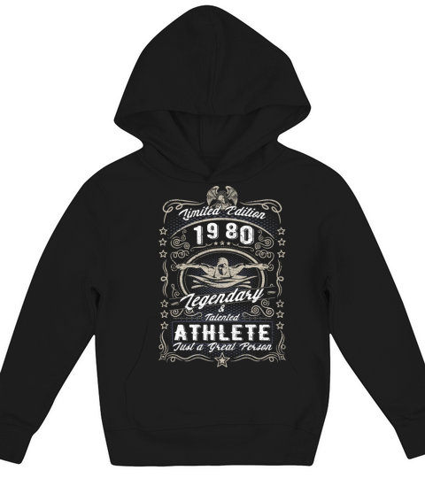 Vintage 1980 Swimmer Birthday Gift Sport Hobby Kids Hoodie