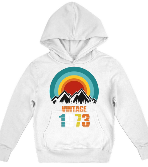 vintage mountain 1973 50th Birthday retro sunset Kids Hoodie