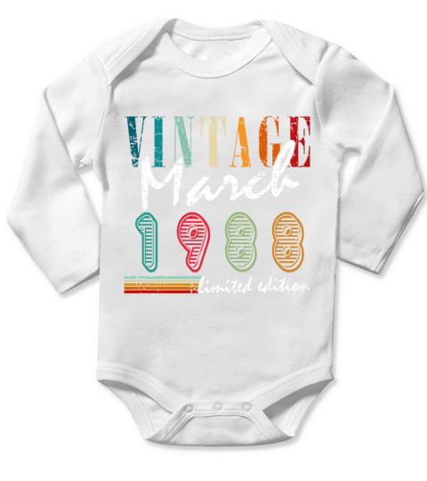 35th birthday March vintage 1988 gift idea Long Sleeve Baby One-Piece