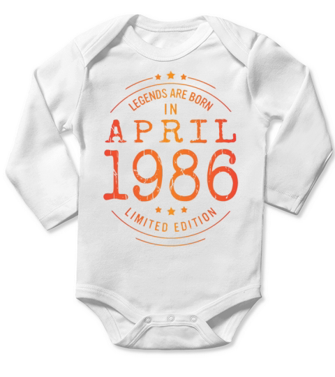 Birthday April 1986 Limited Edition Vintage Legend Long Sleeve Baby One-Piece