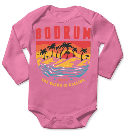 Bodrum Turkey palm trees beach design Long Sleeve Baby One-Piece