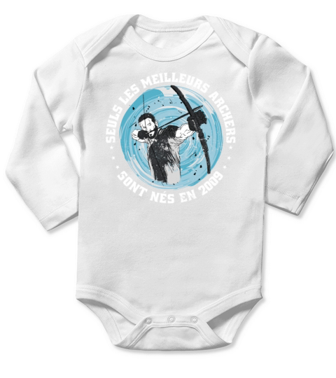 French Archer born 2009 Vintage Birthday Long Sleeve Baby One-Piece