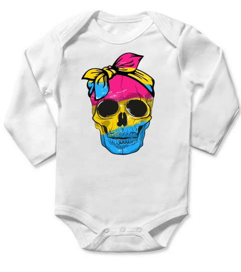 Pansexual LGBTQ Skull Gay Pride Long Sleeve Baby One-Piece