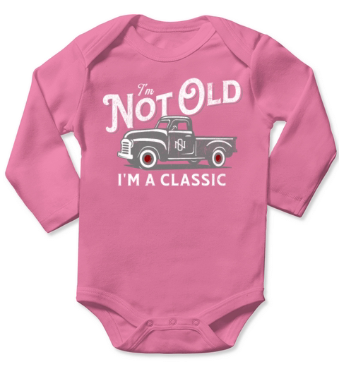 Vintage Truck Birthday Not Old Classic Pickup Long Sleeve Baby One-Piece