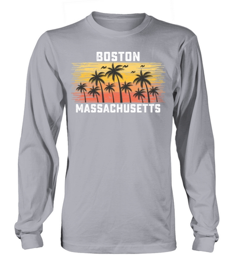 Boston Massachusetts Summer Retro VIntage Vacation Long sleeved Unisex