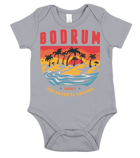 Bodrum Turkey palm trees beach design Short Sleeve Baby One-Piece