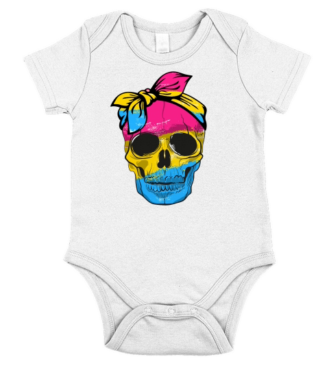 Pansexual LGBTQ Skull Gay Pride Short Sleeve Baby One-Piece