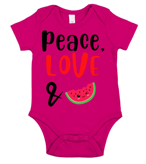 Peace Love and Watermelon Short Sleeve Baby One-Piece