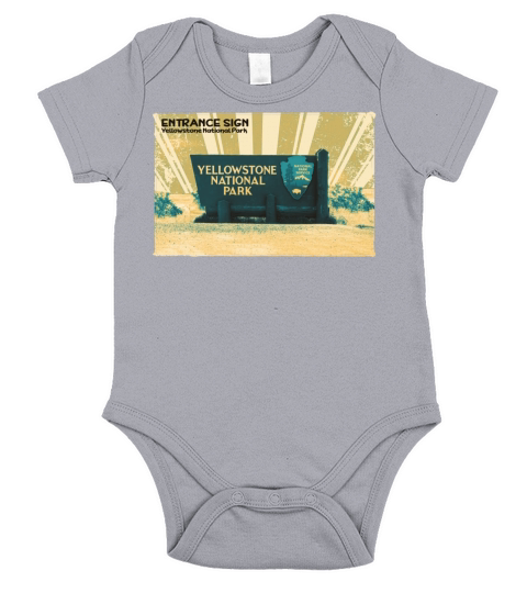 Retro VintageYellowstone Entrance Sign in yellow Short Sleeve Baby One-Piece