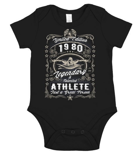 Vintage 1980 Swimmer Birthday Gift Sport Hobby Short Sleeve Baby One-Piece