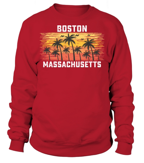 Boston Massachusetts Summer Retro VIntage Vacation Sweatshirt Unisex