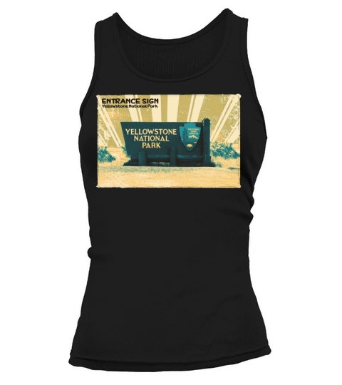 Retro VintageYellowstone Entrance Sign in yellow Tank top Woman