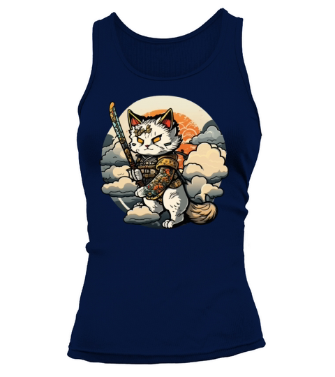 Samurai Cat Standing On The Clouds Vintage Tank top Woman