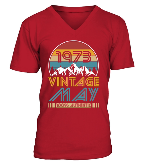 50th birthday may 1973 vintage 1973 V-Neck T-shirt
