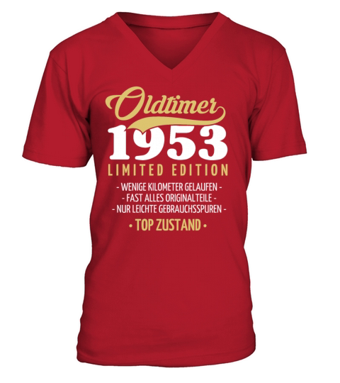 70th Birthday Vintage 1953 V-Neck T-shirt