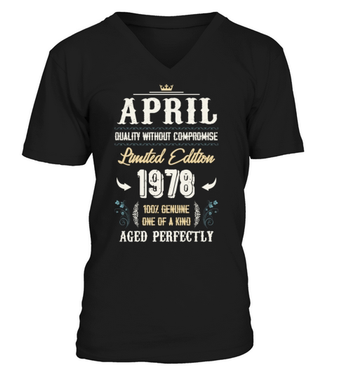 April 1978 Vintage Birthday Present V-Neck T-shirt