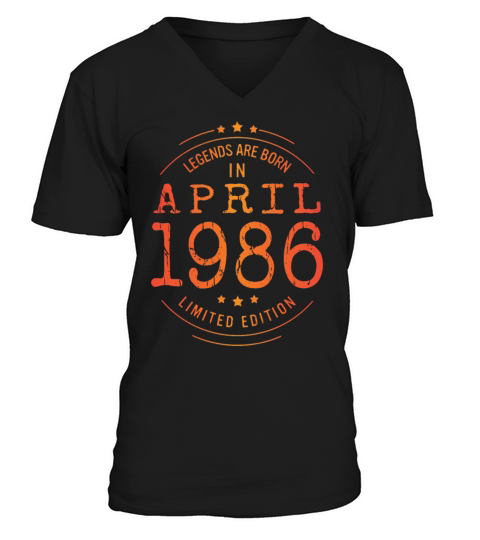 Birthday April 1986 Limited Edition Vintage Legend V-Neck T-shirt