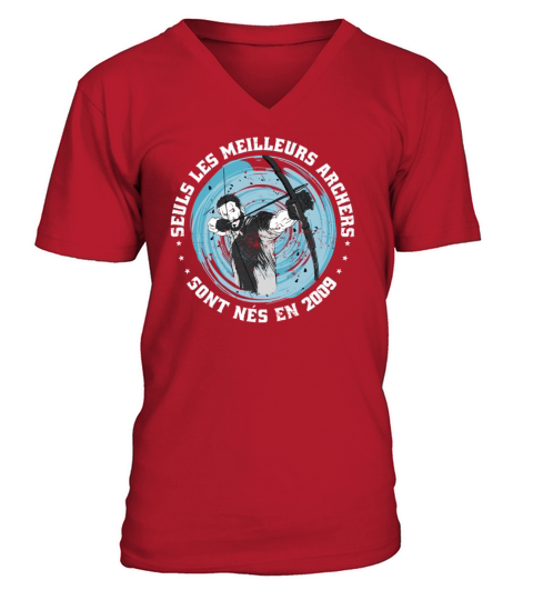 French Archer born 2009 Vintage Birthday V-Neck T-shirt
