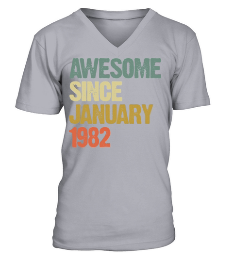 Groovy Retro Awesome Since January 1982 V-Neck T-shirt