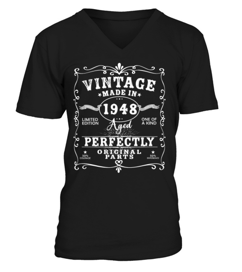 Vintage Made In 1948 Birthday Limited Edition V-Neck T-shirt