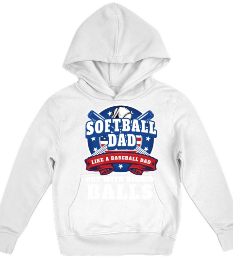 Vintage Softball Dad Like A Baseball Dad Us Flag Kids Hoodie