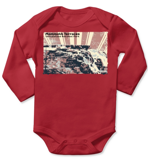 Retro Mammoth Terraces at Yellowstone Long Sleeve Baby One-Piece