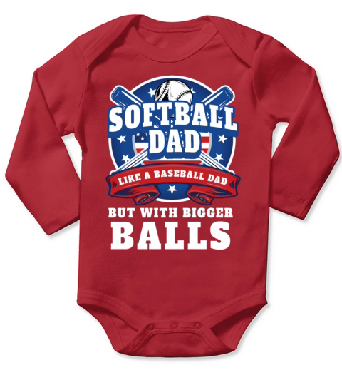 Vintage Softball Dad Like A Baseball Dad Us Flag Long Sleeve Baby One-Piece