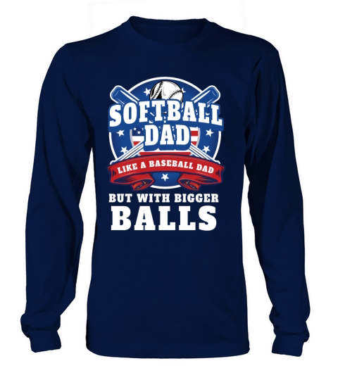 Vintage Softball Dad Like A Baseball Dad Us Flag Long sleeved Unisex