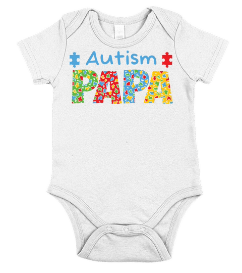 Autism Dad Autism Papa Puzzle Short Sleeve Baby One-Piece