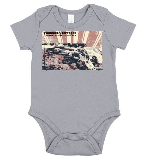 Retro Mammoth Terraces at Yellowstone Short Sleeve Baby One-Piece