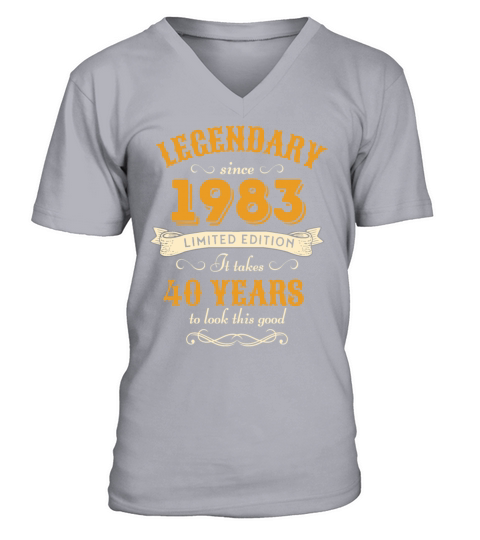40th Birthday Vintage 1983 V-Neck T-shirt
