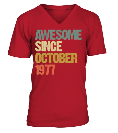 Awesome Since October 1977 Retro Vintage Gift V-Neck T-shirt