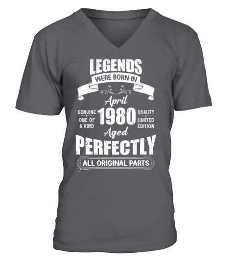 Legends Were Born In April 1980 Birthday V-Neck T-shirt