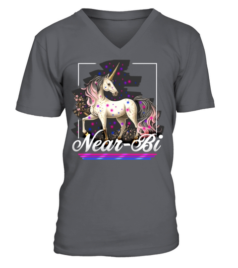 NearBi Funny Cute Bi Pride Unicorn V-Neck T-shirt