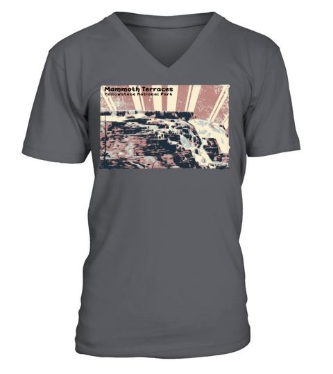 Retro Mammoth Terraces at Yellowstone V-Neck T-shirt