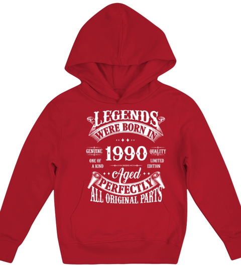 32nd Birthday Vintage Legends Born In 1990 32 Year Kids Hoodie