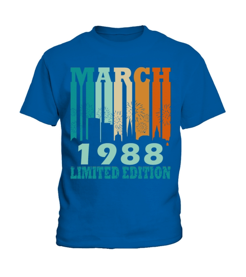 35th birthday man original march vintage 1988 Kids T-Shirt