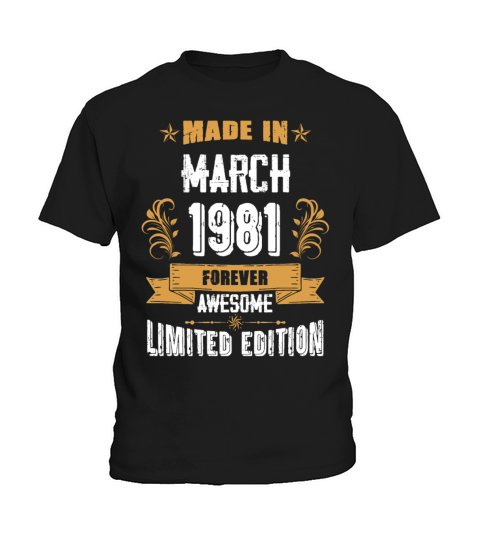 March 1981 Vintage Birthday Present Kids T-Shirt