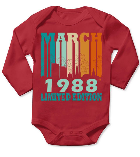 35th birthday man original march vintage 1988 Long Sleeve Baby One-Piece