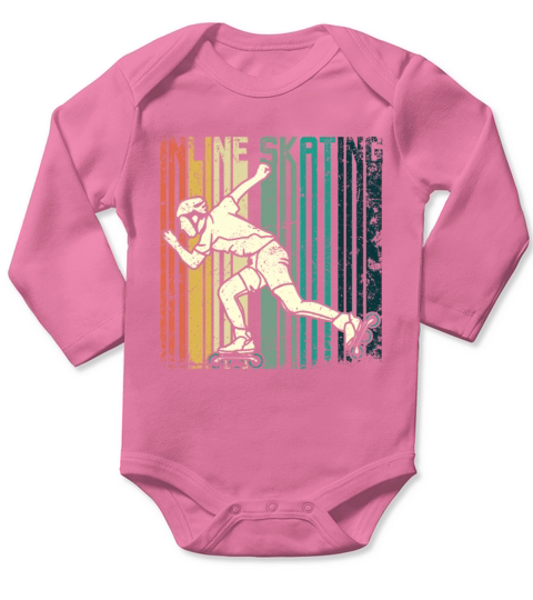 Retro Vintage rollerblade inline skating Long Sleeve Baby One-Piece