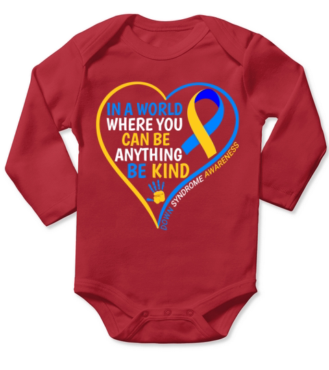 World Down Syndrome Day 2023 Be Kind Down Syndrome Long Sleeve Baby One-Piece