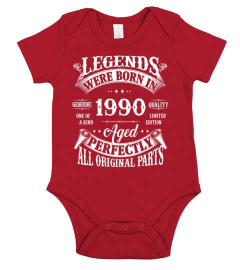 32nd Birthday Vintage Legends Born In 1990 32 Year Short Sleeve Baby One-Piece