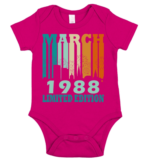 35th birthday man original march vintage 1988 Short Sleeve Baby One-Piece